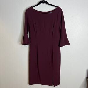 White House Black Market Body Perfecting Sheath Dress Purple Bell Sleeve Sz 8
